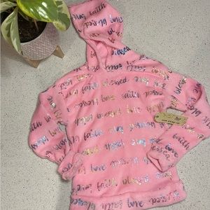NWT: One Step Up Girls Pink Sprinkle pull over thin hoodie